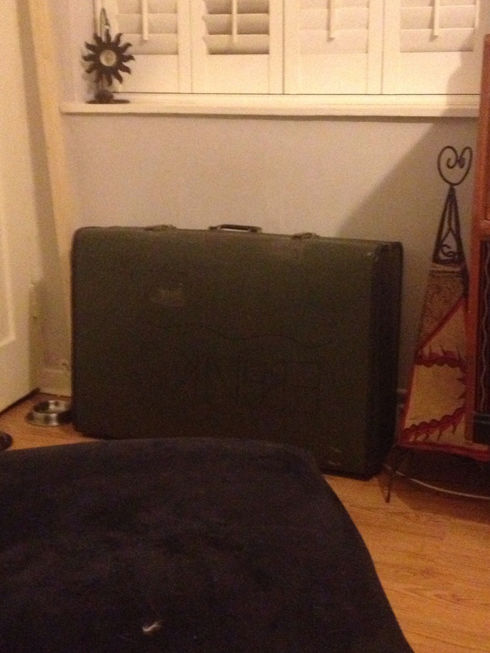 Take one old vintage hard case suit case