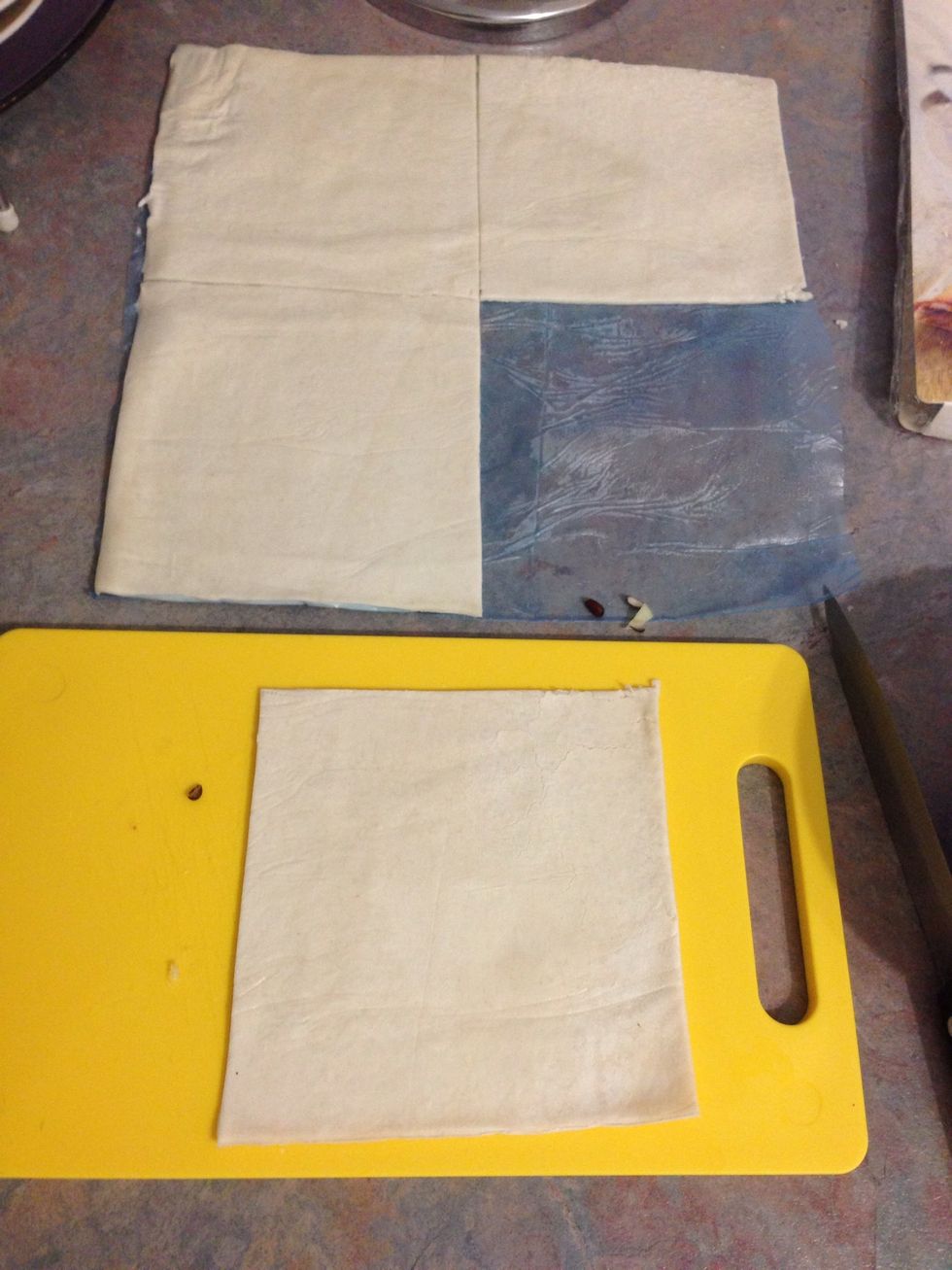 Take one square and put it on a flat surface, eg a chopping board