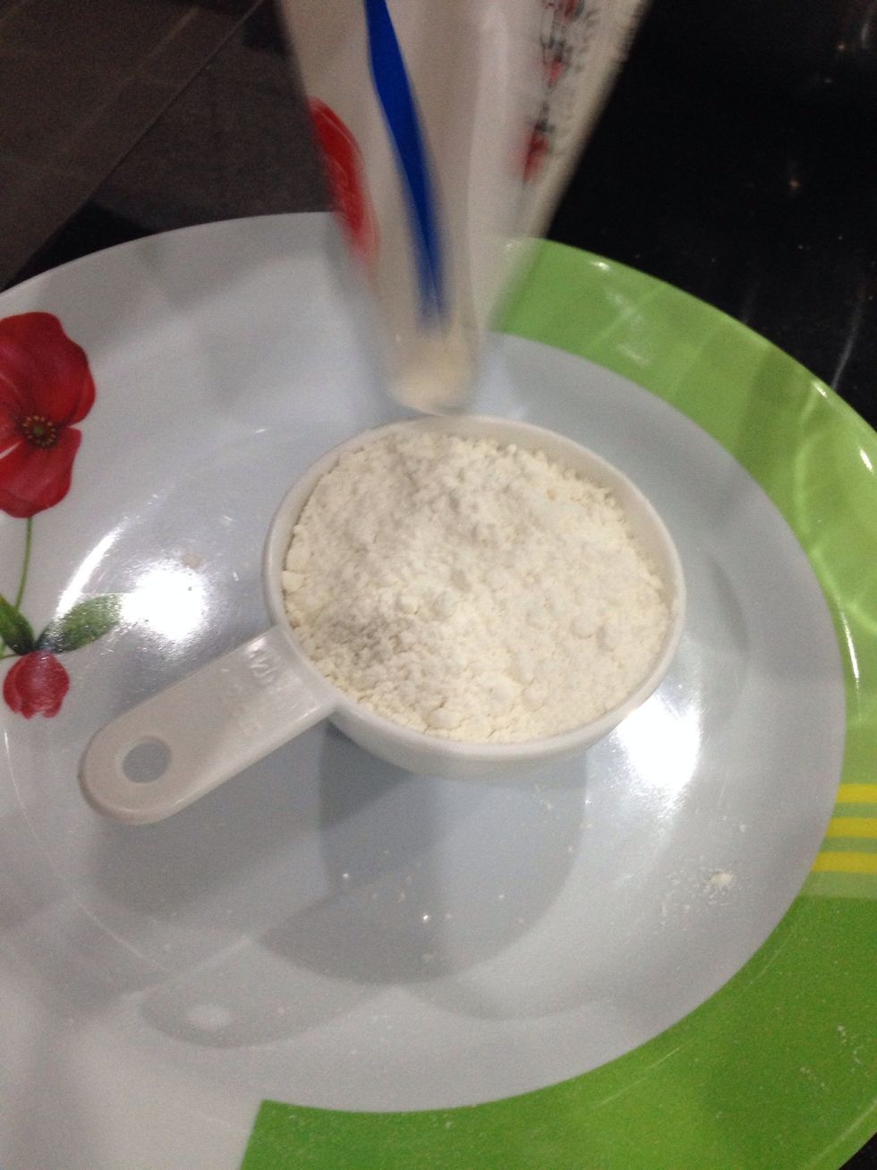 Take out 1/2 cup of all purpose flour