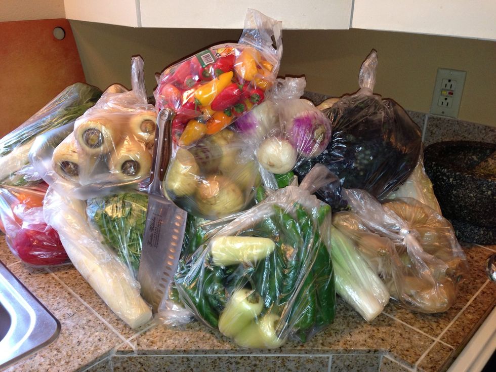 Take out all of the things you're going to add to your kimchi, and cull or separate the good from the bad, if you didn't get a chance to select your items yourself.