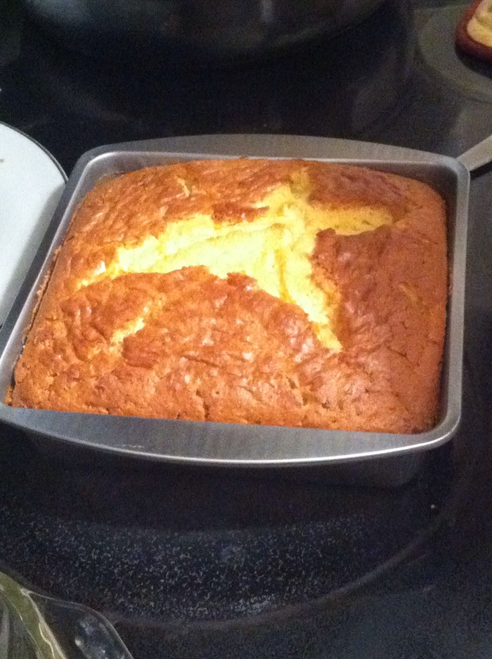 Take out and let cake cool