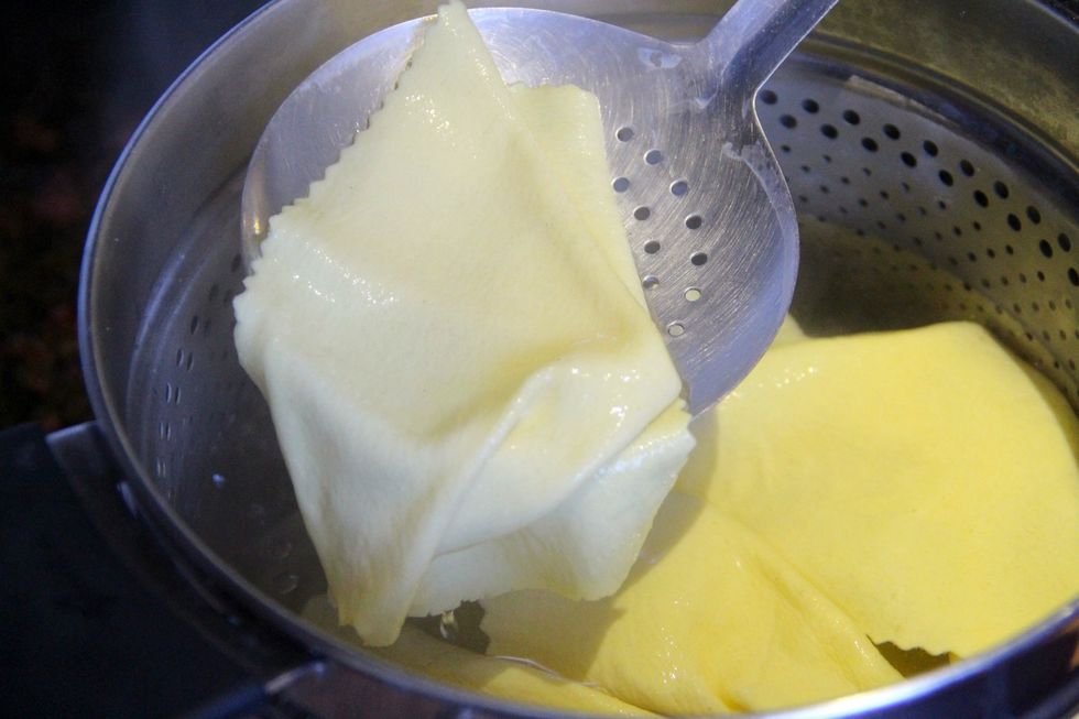 Take out and place in cold bowl of water.