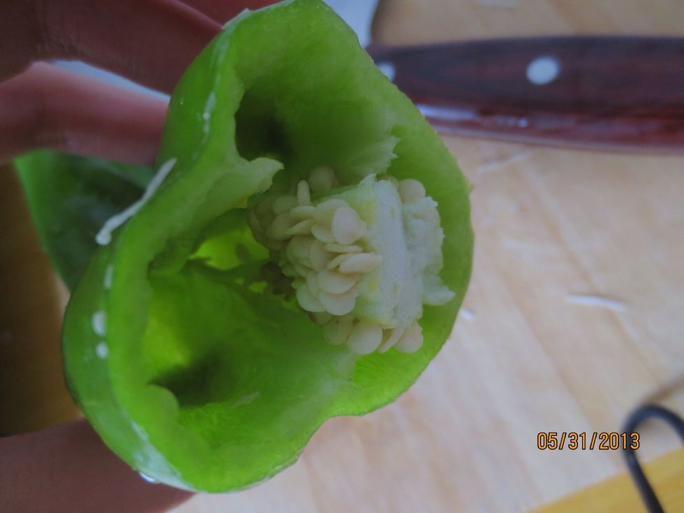 Take out any seeds, this pepper just happens to be a little spicy