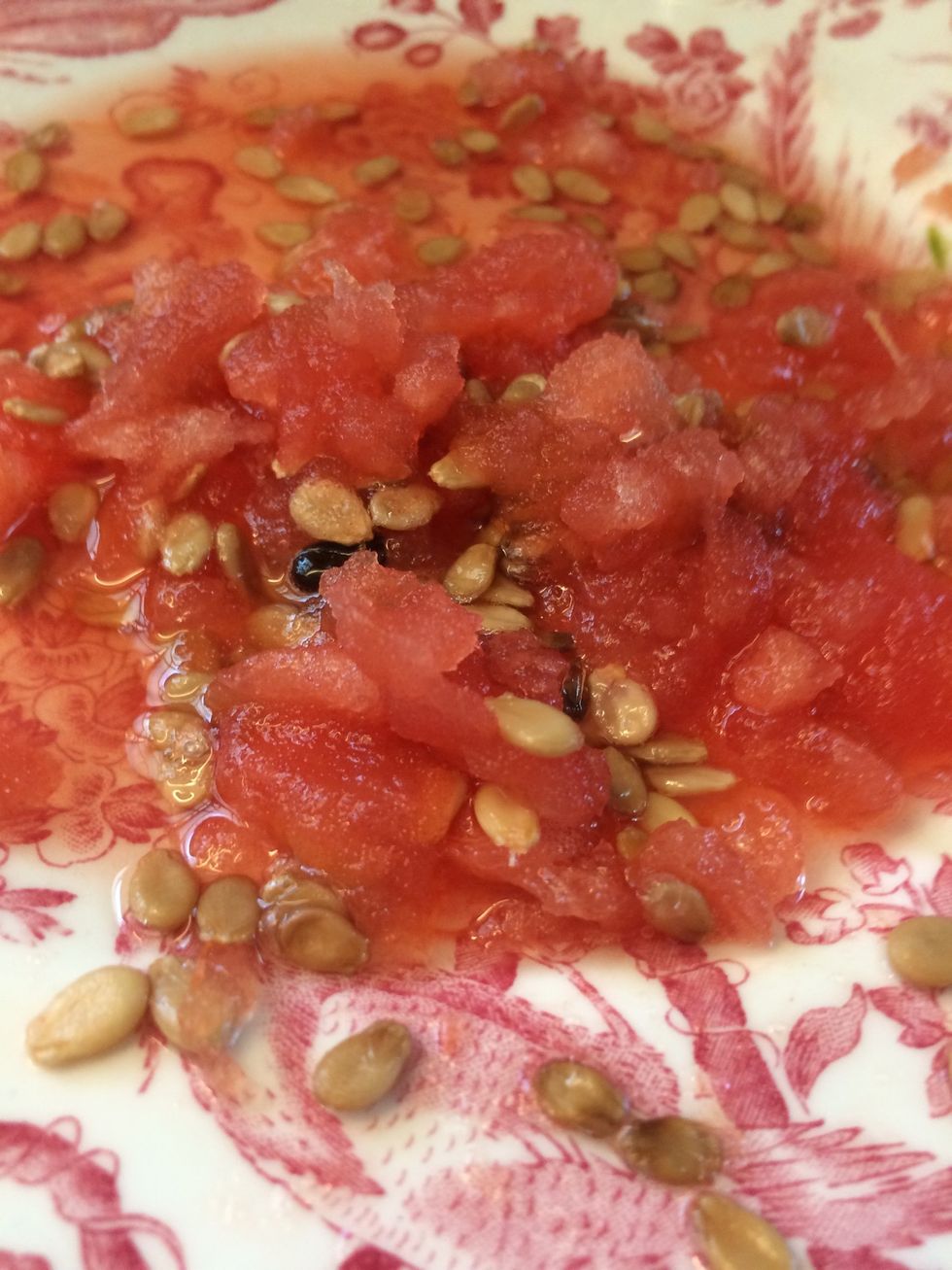 take out as many floating seeds as possible from your side bowl