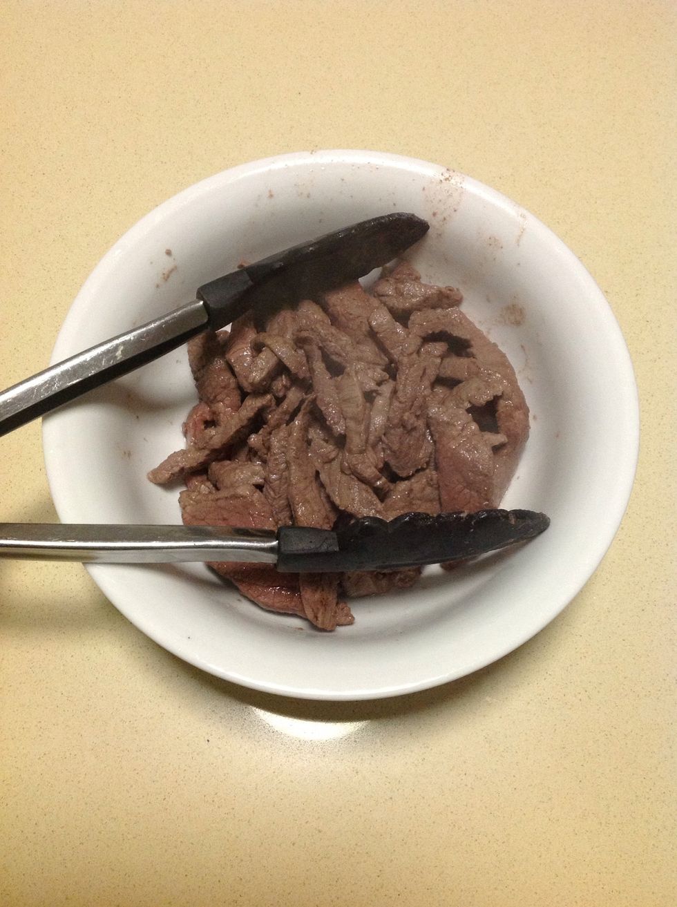 Take out beef nice gently fried