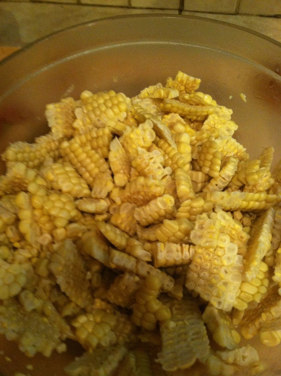 Take out corns from cob. (I have a guide for that if u want to check it out)