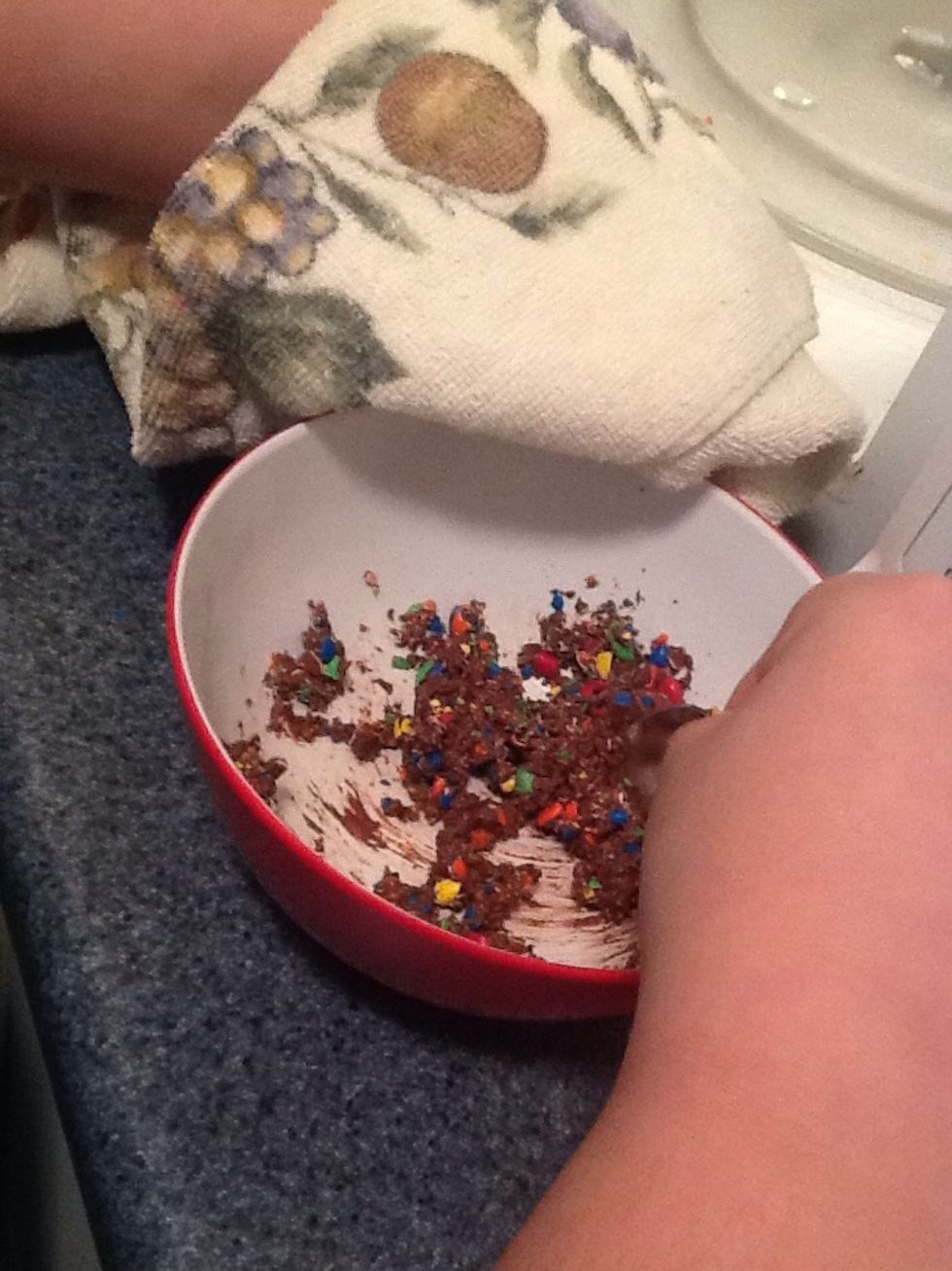 Take out of microwave and mix