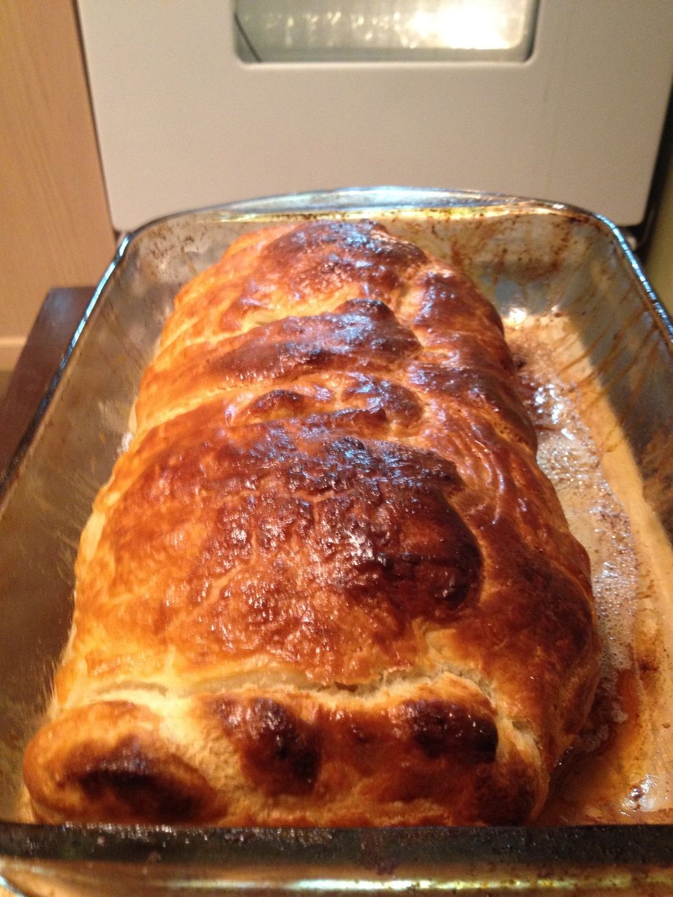 Take out of oven and let rest for 10-15 minutes. The meat will continue to cook while resting. Resting also helps juices from spilling out when slicing.