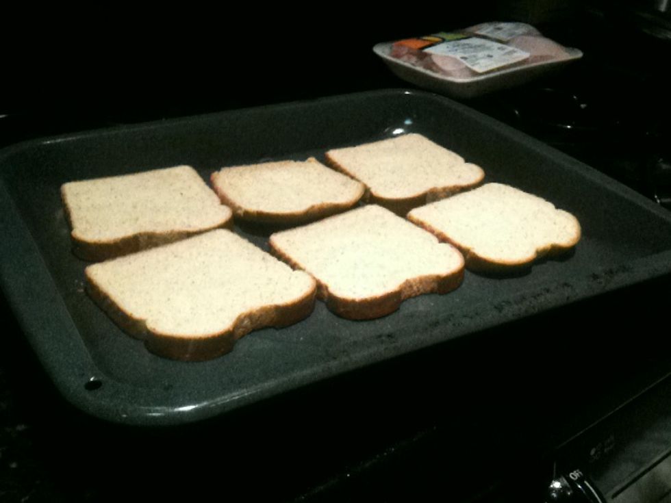 Take out the baking pan and let the bread cool. The bread pieces should be dried out at this point.