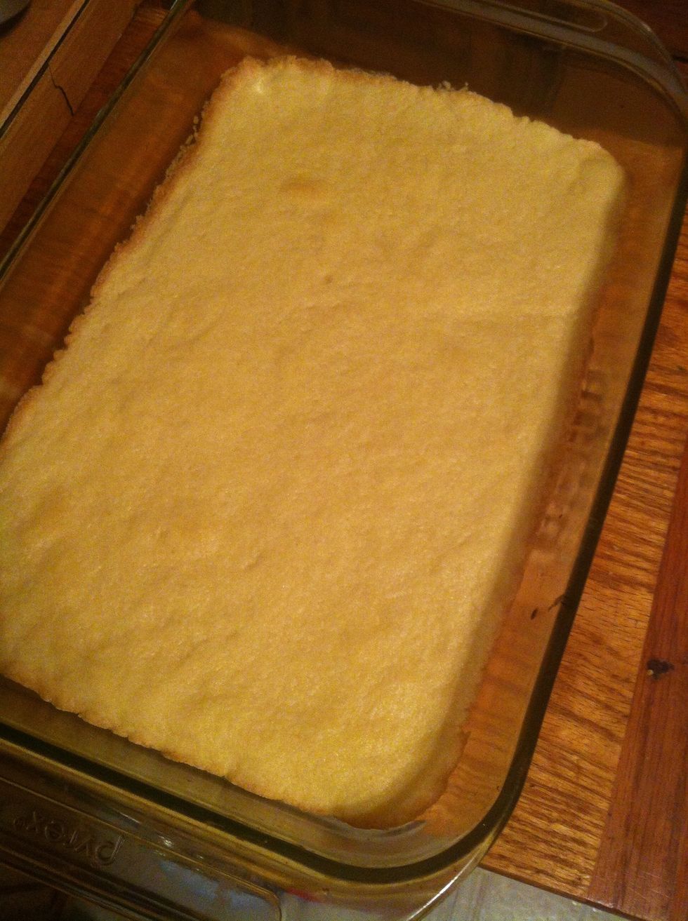 Take out the base from the oven! :) if you would like to make it a more golden color, you are free to keep it in the oven a bit longer.