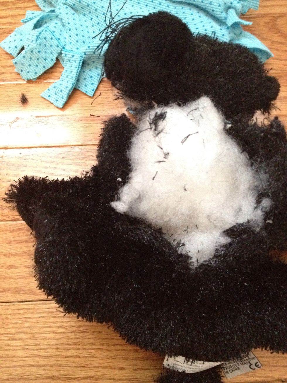 Take out the fluff from your old stuffed animal.
