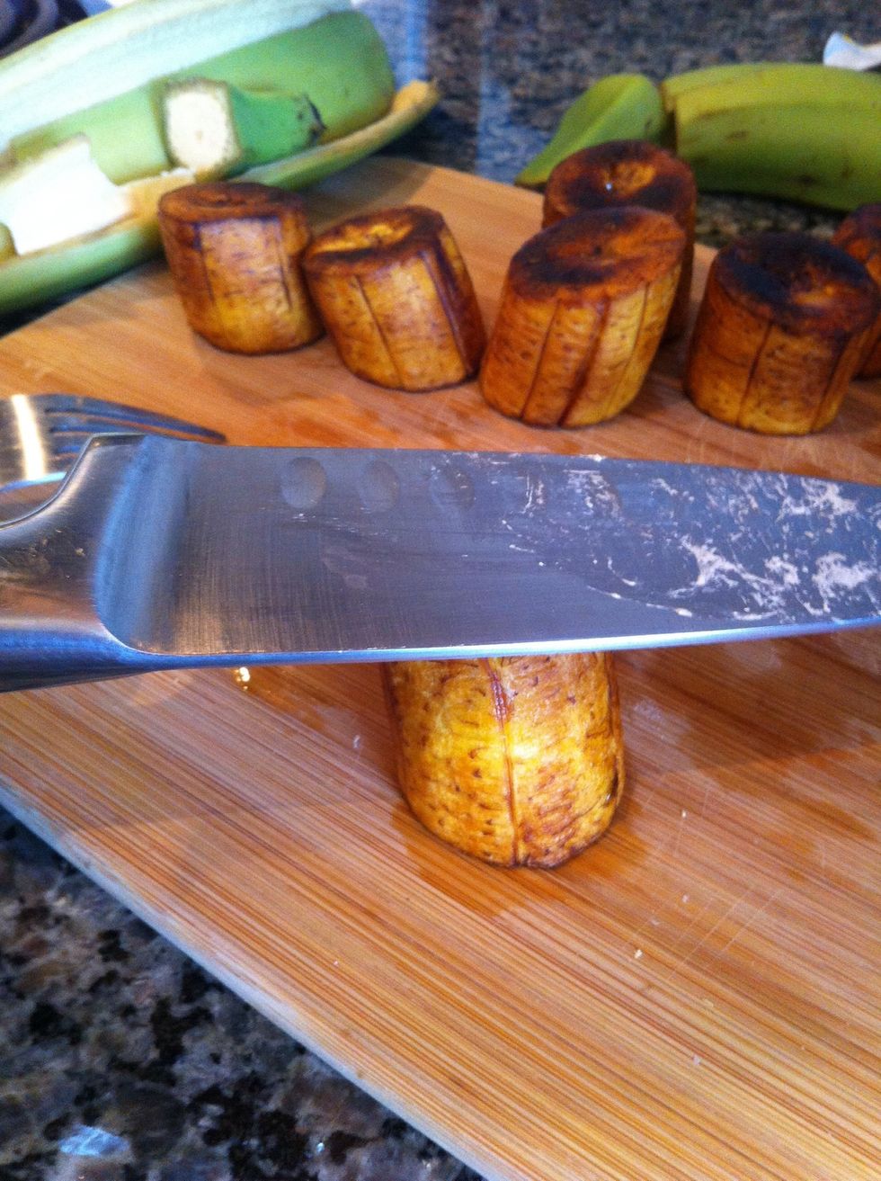 Take out the slices and while they're still warm, smash them down flat