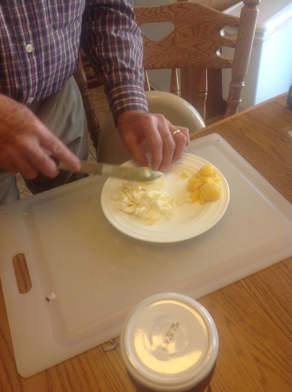 Take out yoke and cut up the whites