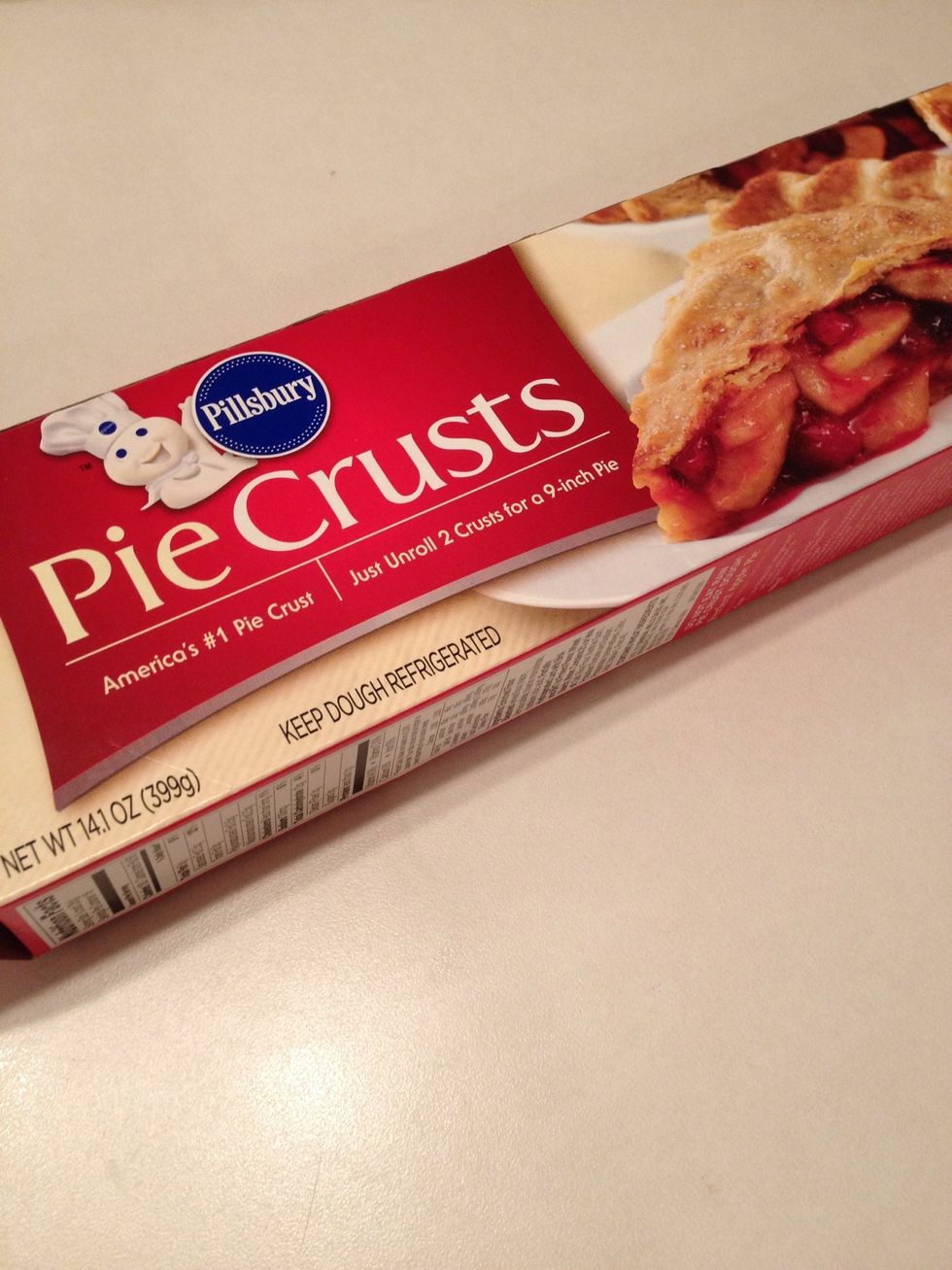 Take refrigerated pie crusts out of the fridge. This is the kind of pie crusts I use.