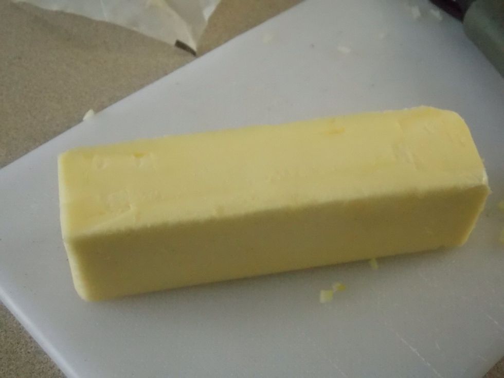 Take remaining stick of butter (8 Tablespoons), and cut in pieces.