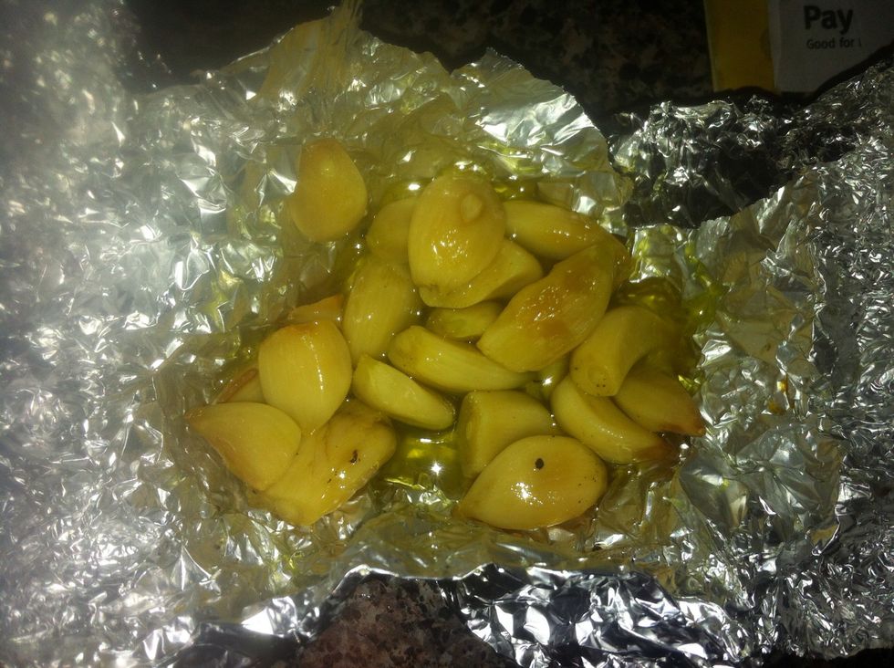 Take roasted garlic out of oven