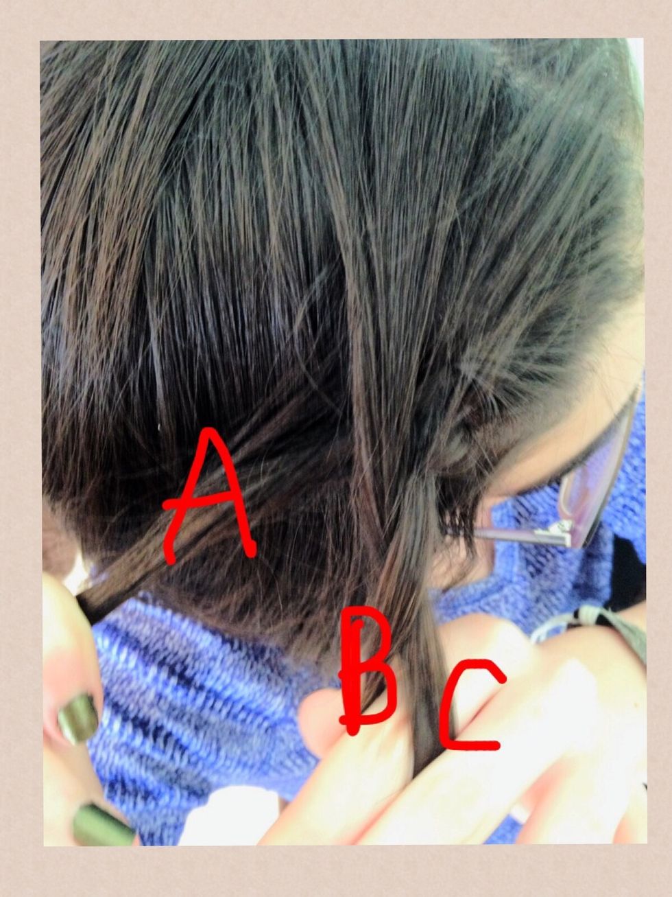 Take section B and tuck it under A, so B is between C and A.