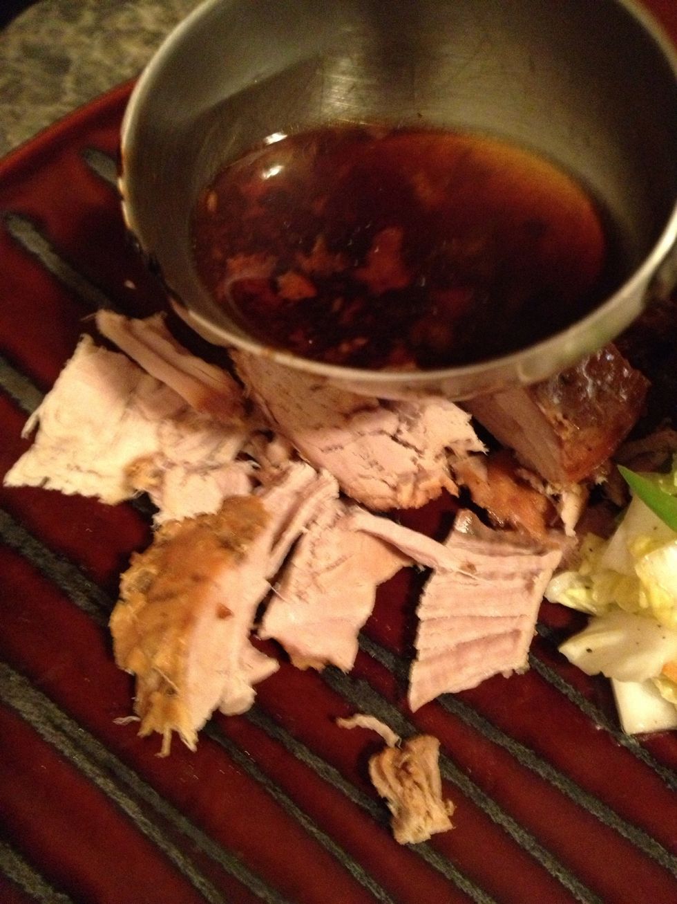 Take some of the sauce from the crock pot and drizzle over your serving.