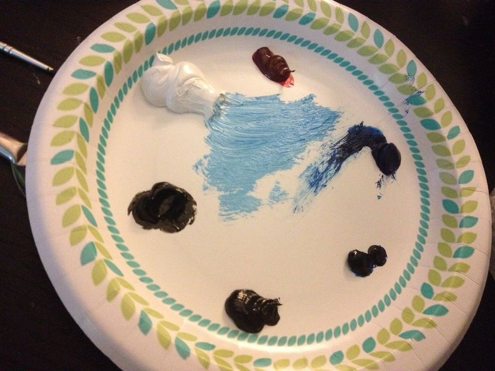 Take some Phalo Blue and white on your large chip brush.