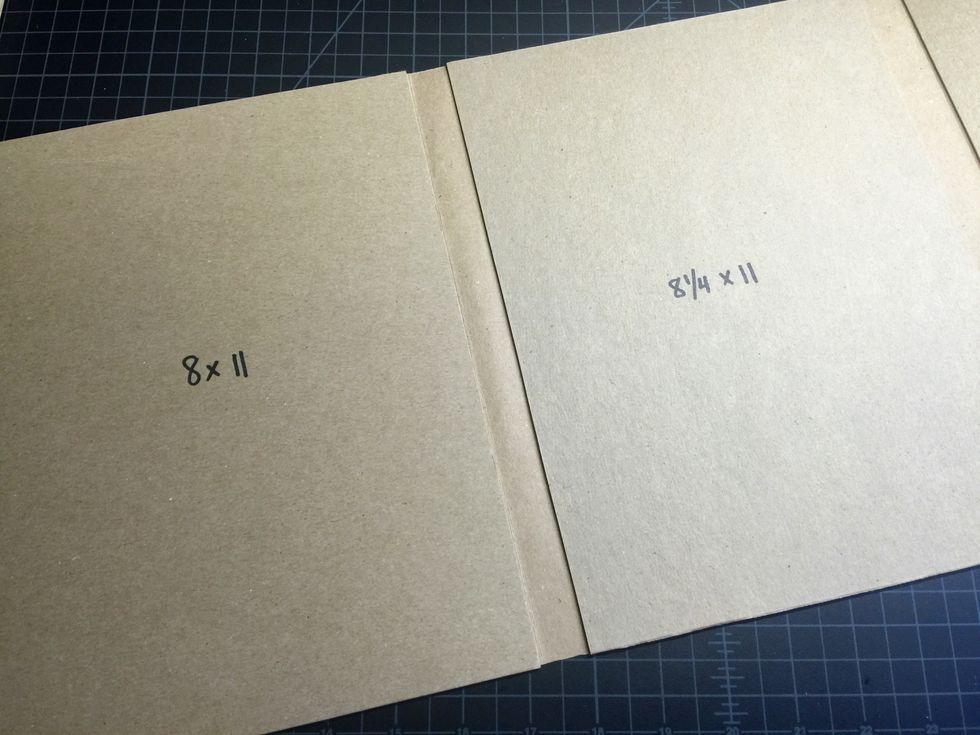 Take the 8"x11" chipboard and another hinge and connect to the 8 1/4"x11" chipboard as shown.