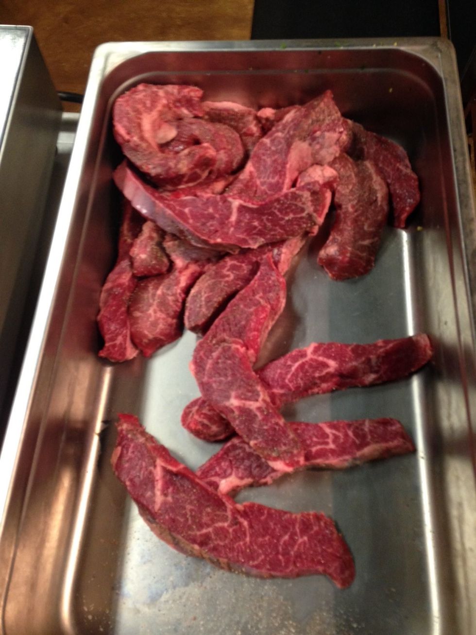 Take the Beef Ribs and season with Salt & Pepper.