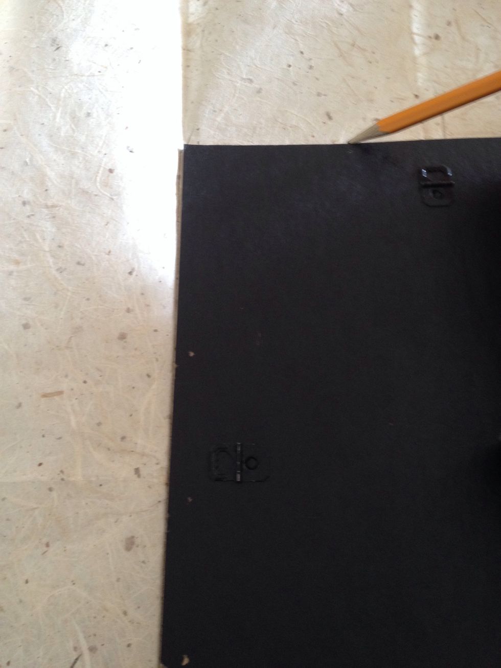 Take the board from the back of your frame and trace it onto your decorative background paper (I used two sheets because my tissue paper is a tad transparent)