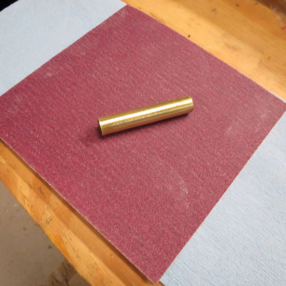 Take the brass tube from the pen kit and scuff it well with coarse sandpaper.