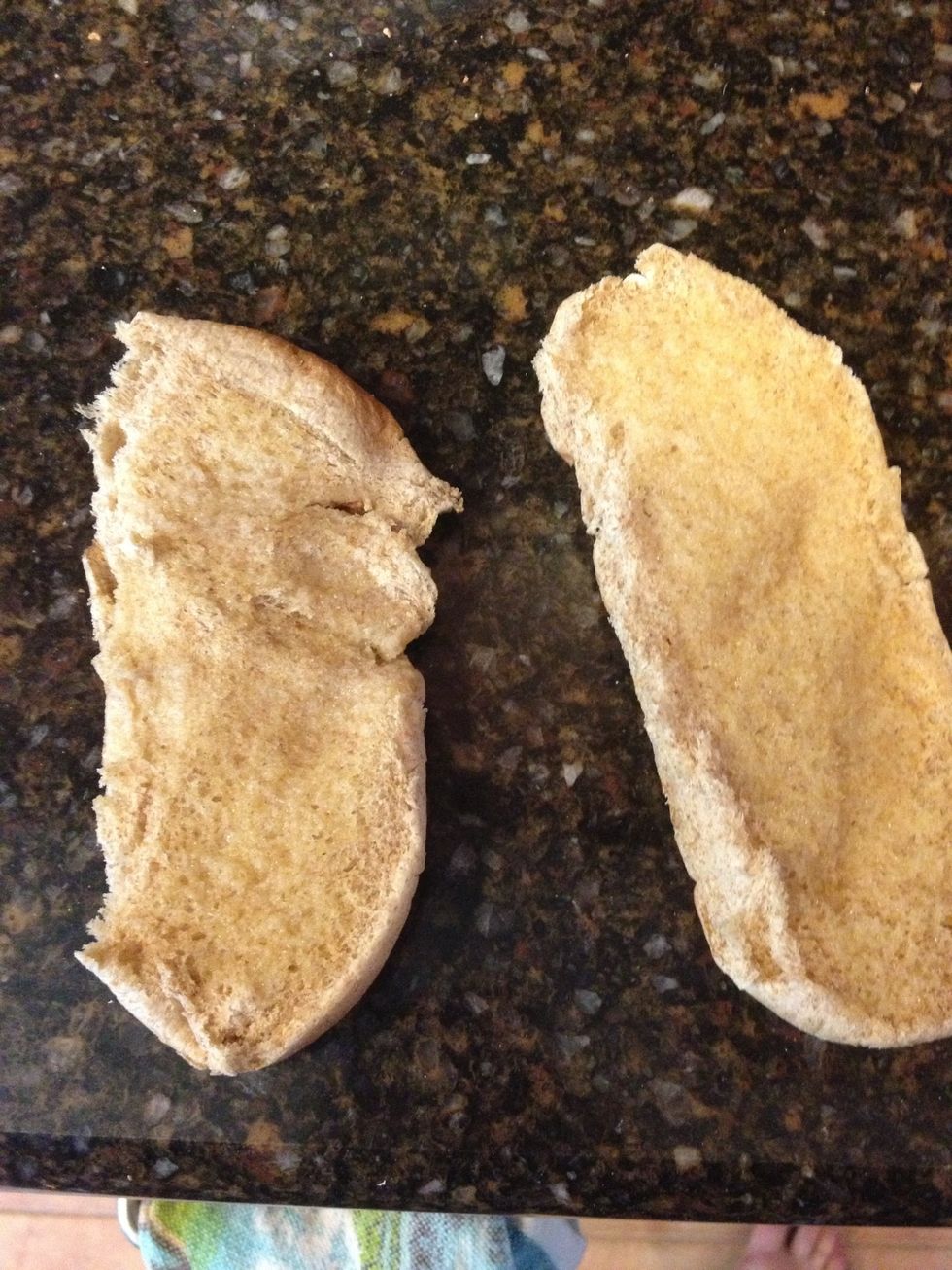 Take the bread out of the toaster the butter should have melted