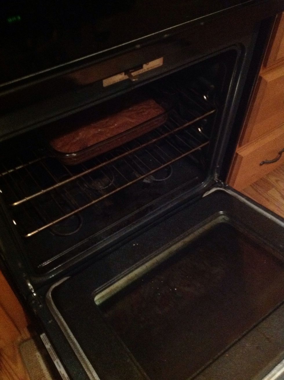 Take the brownies out of the oven once 25 minutes are up.