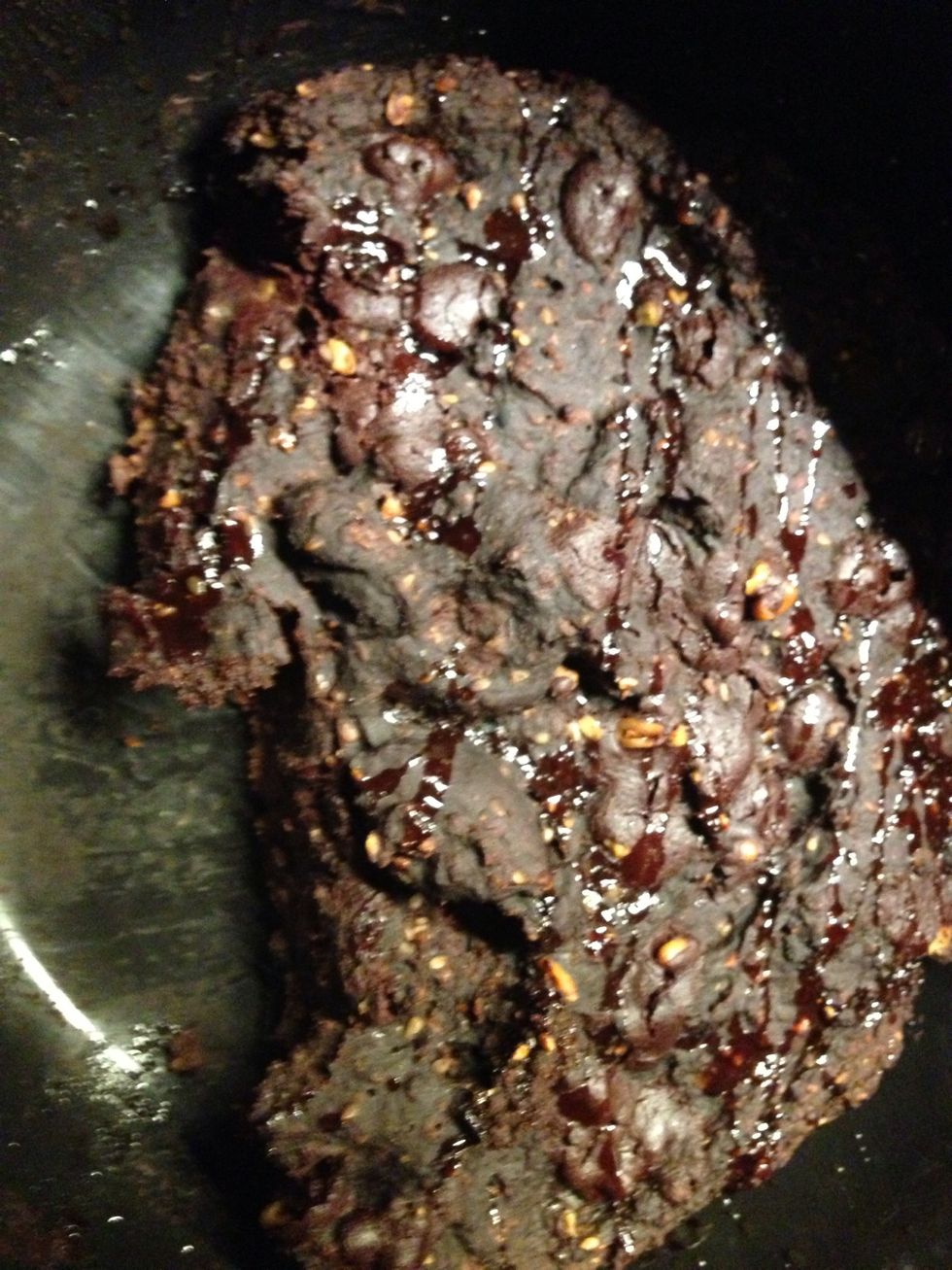 Take the cake out of oven and let it cool... We could not wait and started it when hot;)