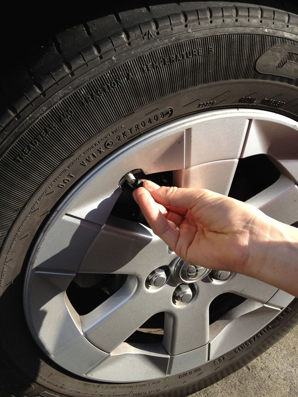 Take the cap off the tube of the tire. Make sure the PSI for each wheel is accurate.