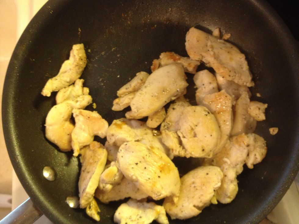 Take the cook chicken off the heat