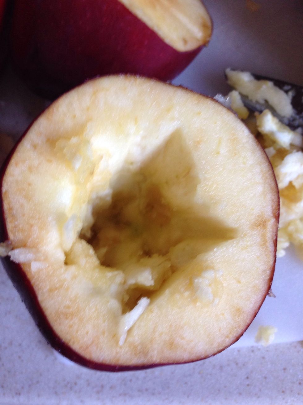 Take the core first like so this way it won't be mixed with the rest of your apples.