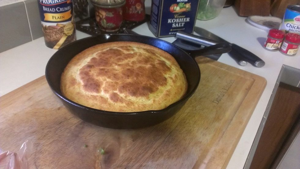 Take the cornbread out and let it cool