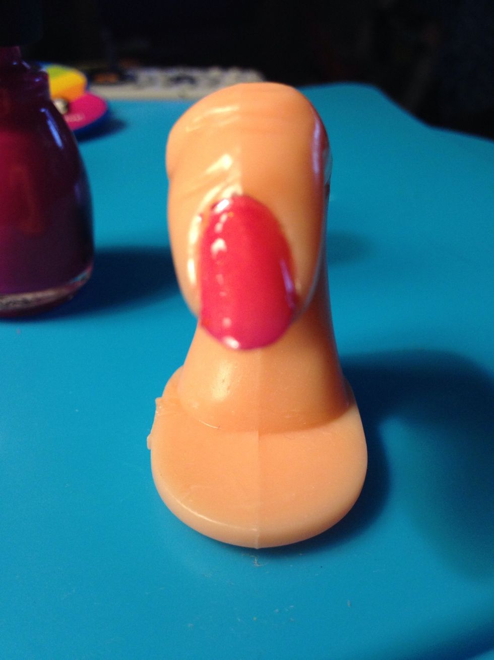 Take the darker shade of pink and paint ur nail. If ur nail Polish is to opaque than just paint it a couple times! Also u can buy these practice fingers on amazon for a set of 5 only $3