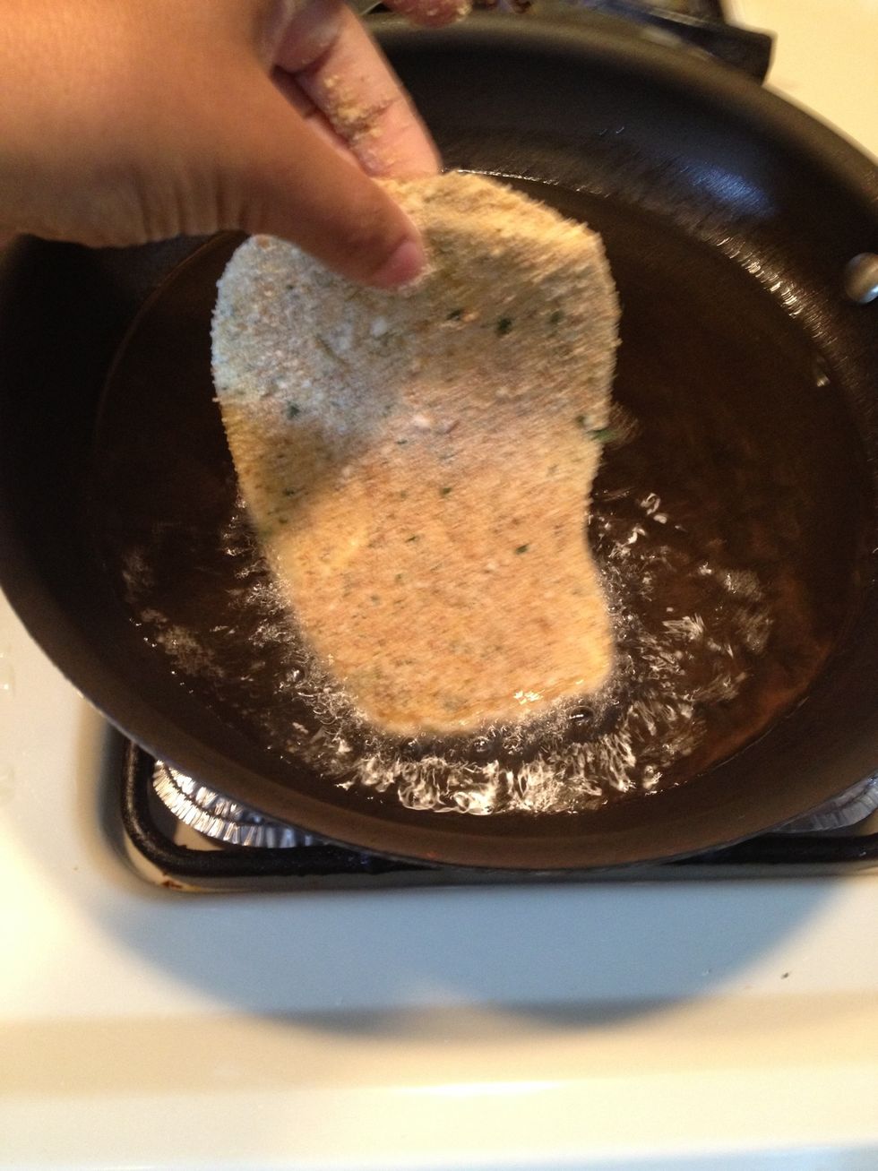 Take the eggplant and start frying it. If the eggplant is too thick it will taste raw. I usually fix this while cooking by poking it several times with a fork so it can get cooked inside .\ud83d\ude03