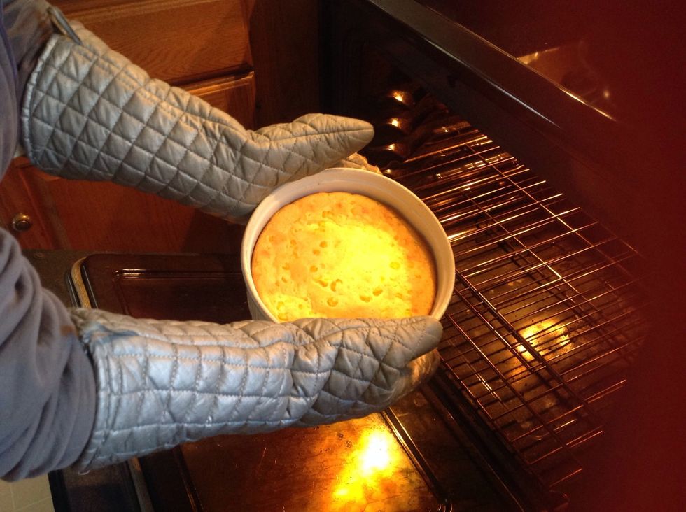 Take the finished mixture out of the oven