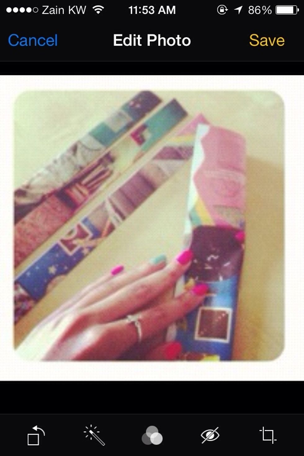 Take the half page and fold it on itself. You can choose whatever width you like. The more thin your strips are the, the more narrow your pattern will be.