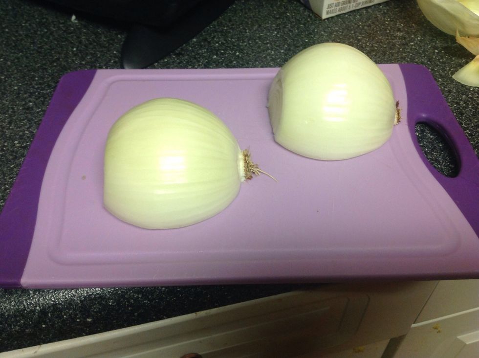 Take the large onion and dice into a bowl