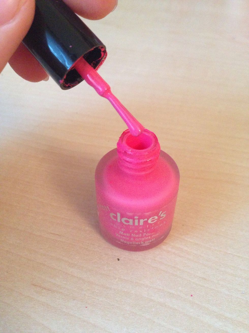 Take the matte pink nailpolish
