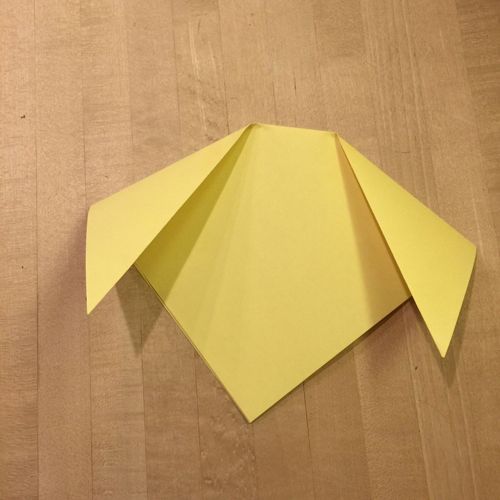 Take the other point and fold it down slightly past its diagonal edge.