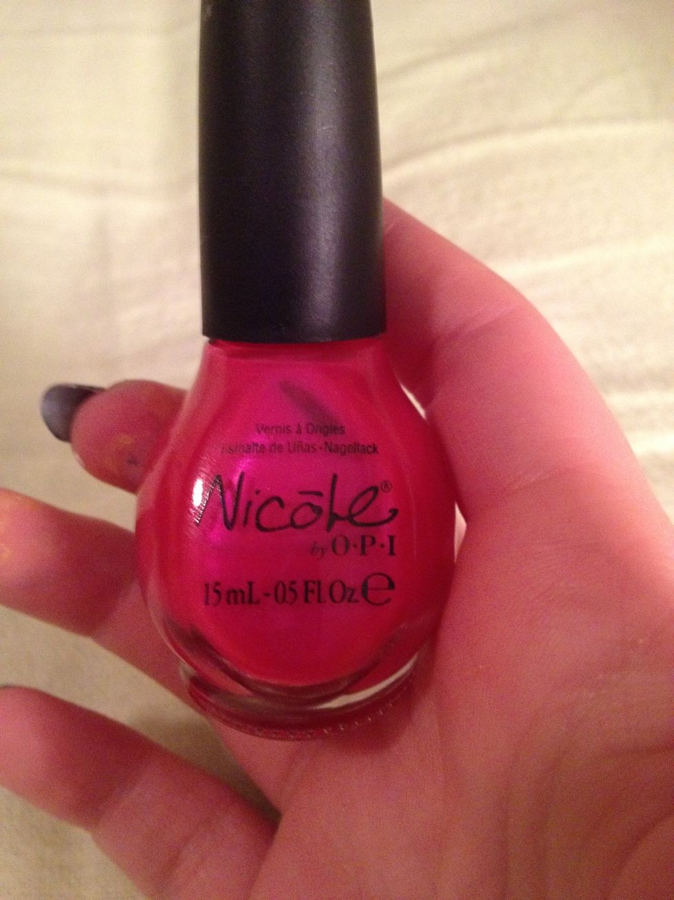 Take the pink and dab it on either side of the line (like with the purple) and a little on the line as well...again, be spontaneous! Make little clusters of pink.