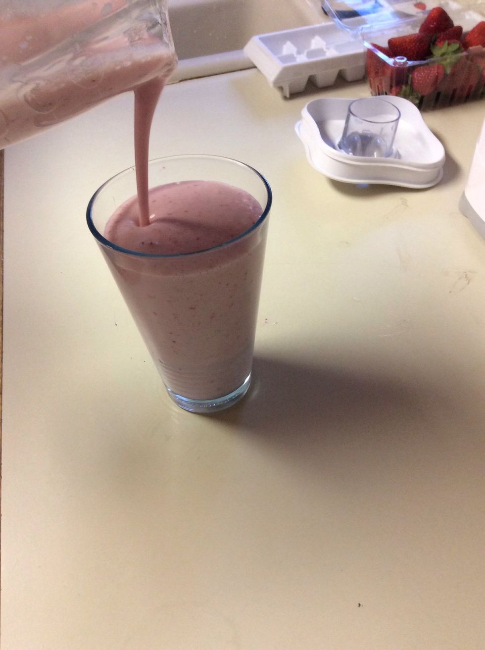 Take the pitcher off the blender and pour it in a cup.