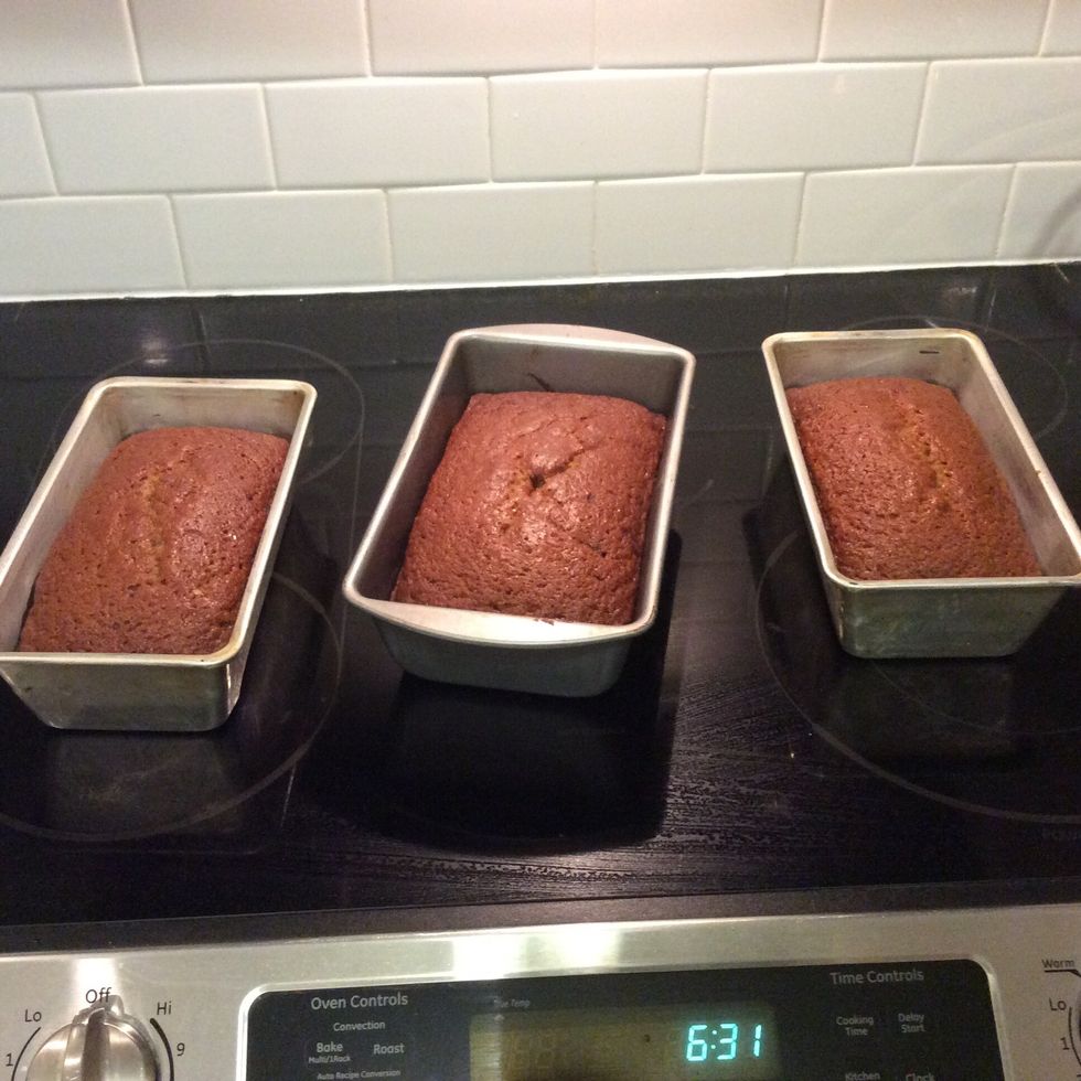 Take the pumpkin bread out of the oven and enjoy!