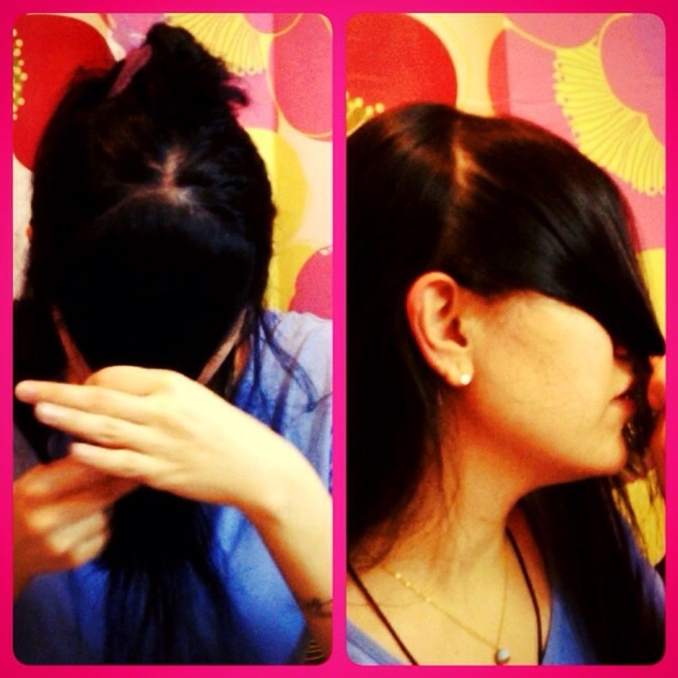 Take the second part of the hair.