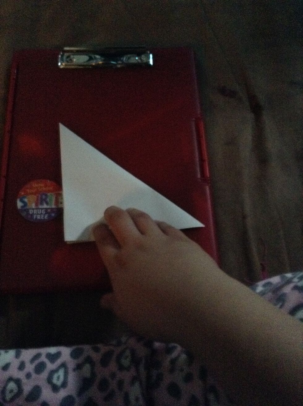 Take the whole thing and fold it into a big triangle like this.
