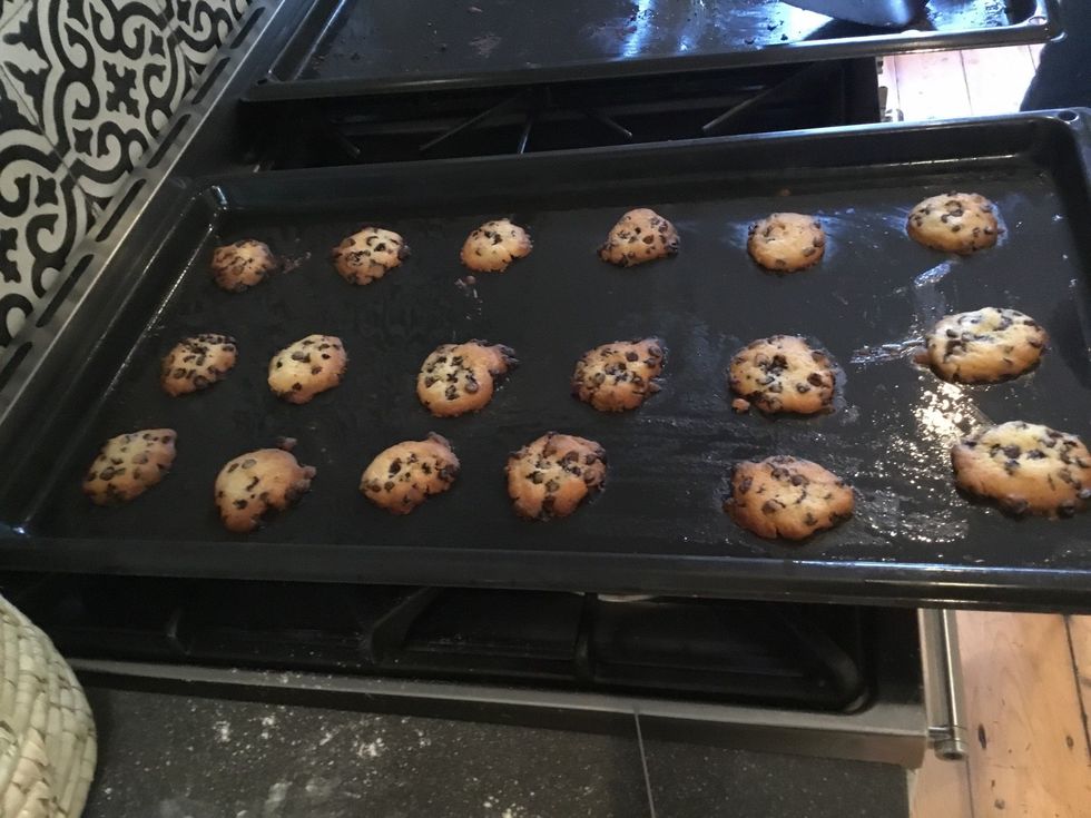 Take them off the tray and put them on a plate to cool down
