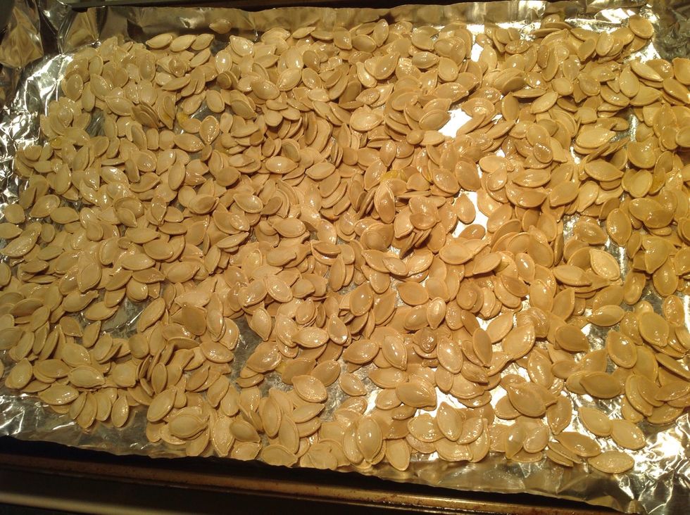 Take them out and stir them around. Put back in oven, but set in to 350 degrees for 10 min.