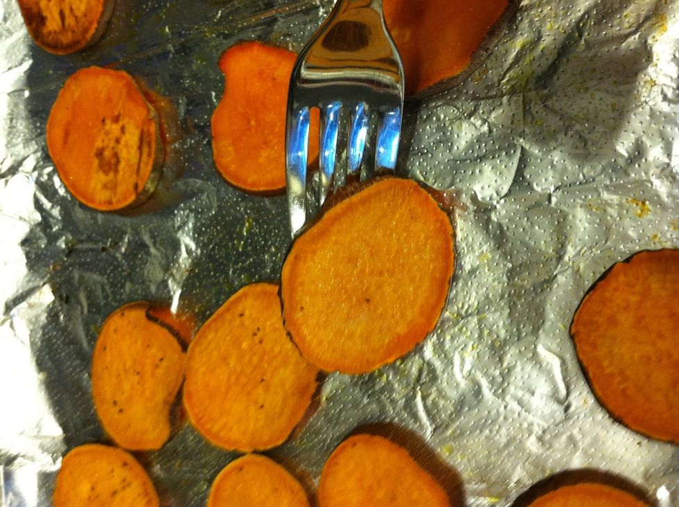 Take them out of the oven and flip every slice with a fork.