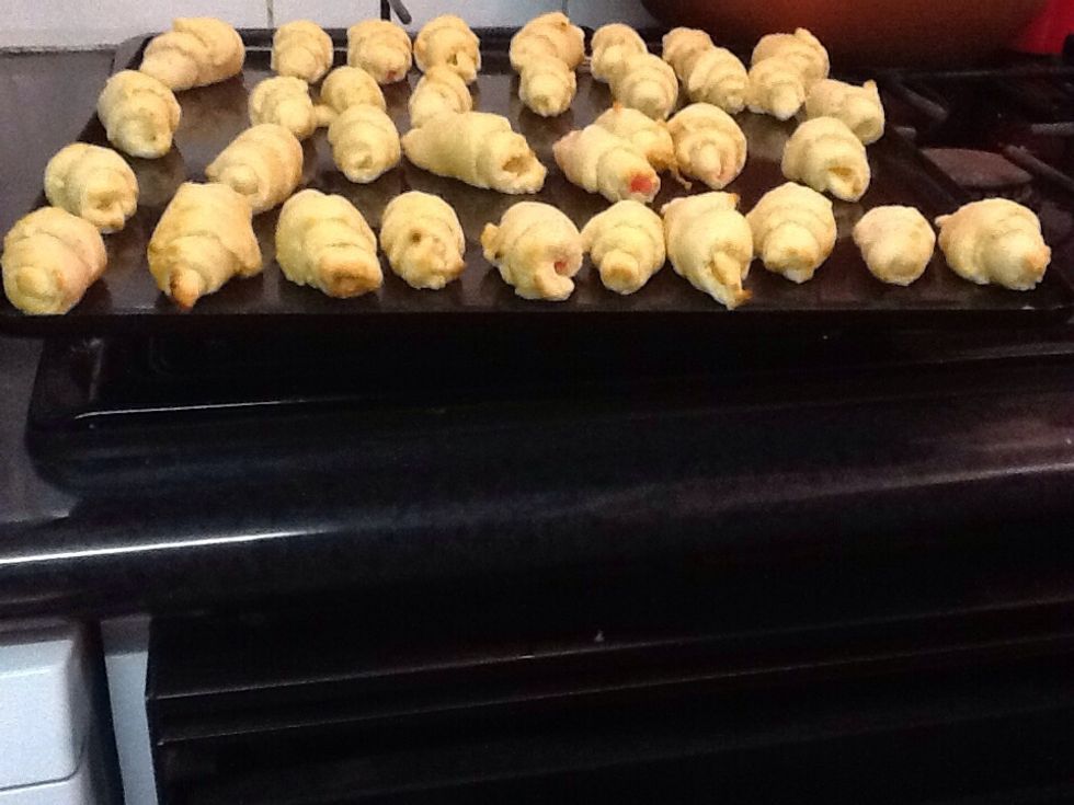 Take them out of the oven once they are lightly golden